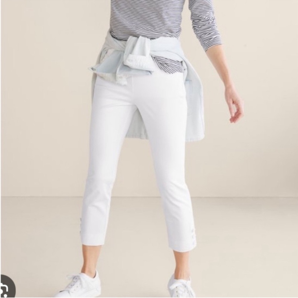 Soft Surroundings Pull On Straight Leg Ankle Pants M White
